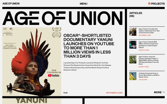 Editorial Hero with Featured Tile on ageofunion.com