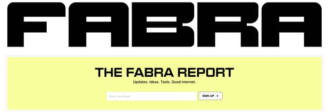 Fabra Logotype to Newsletter Transition on fabra.com