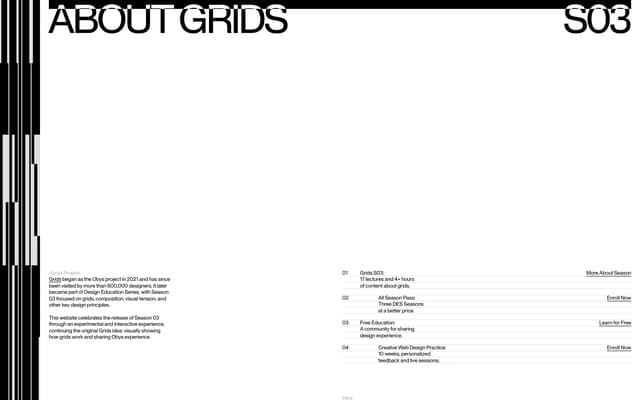 Sliced Header — About Section on grids03.obys.agency