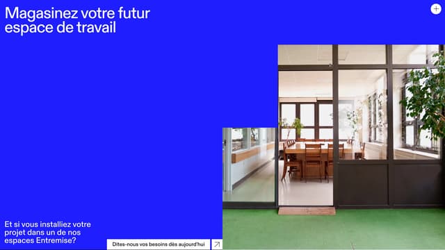 Cobalt blue CTA with split layout on entremise.ca