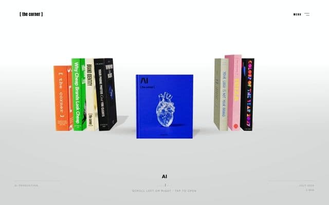 Book that flies forward and floods the page with its cover colour before opening on thecornerandco.com