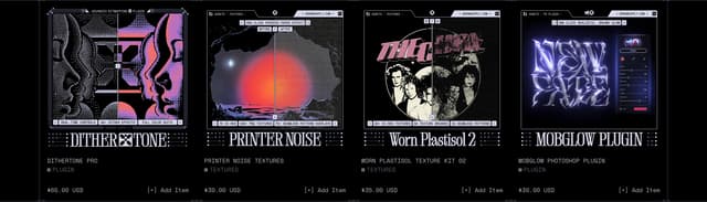Brutalist Product Cards with Dithered Artwork on doronsupply.com