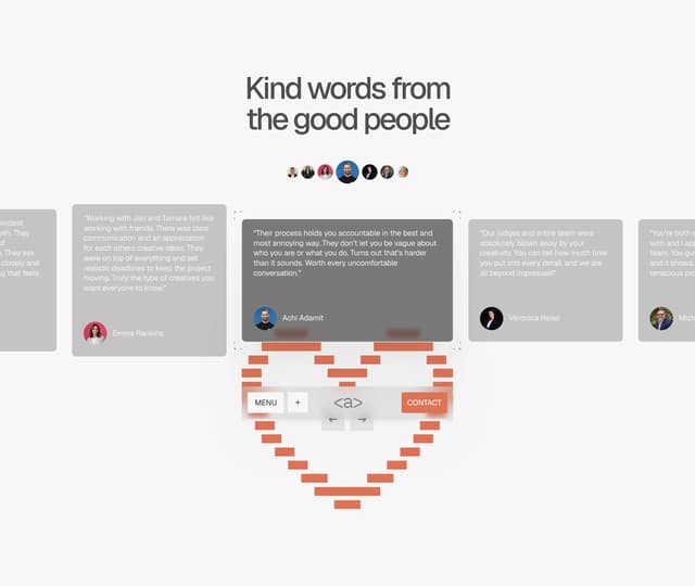 Pixel-Heart Testimonial Carousel on a-lign.studio