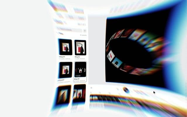 Editor pulled into a tunnel of light rays that resolves into spinning phones on premotio.com
