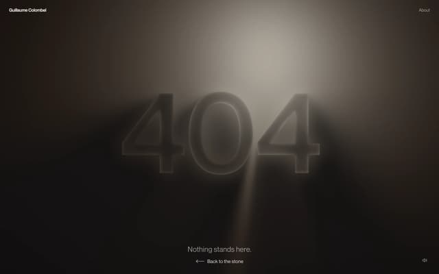 Glass-Morphism 404 with Volumetric Light on guillaumecolombel.fr