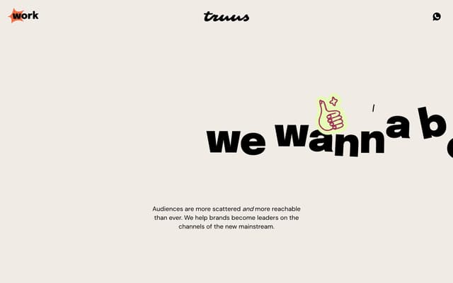 Horizontal scrolling word marquee on truus.co