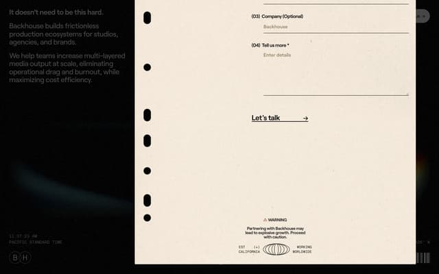 Paper Form Footer with Submit on backhouse.com
