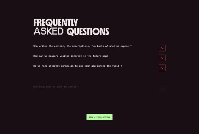 Brutalist FAQ Accordion on tikoscan.com