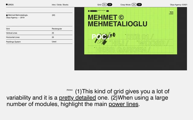 Rectangular Grid Showcase on grids.obys.agency