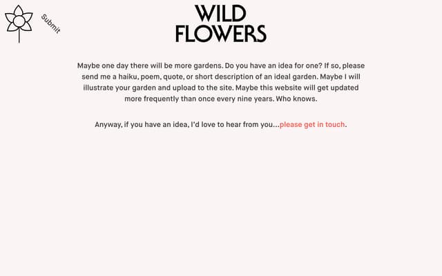 Zine-style submit page on wildflowers.garden