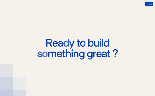 Extreme-whitespace CTA with kerning play on huehaus.design