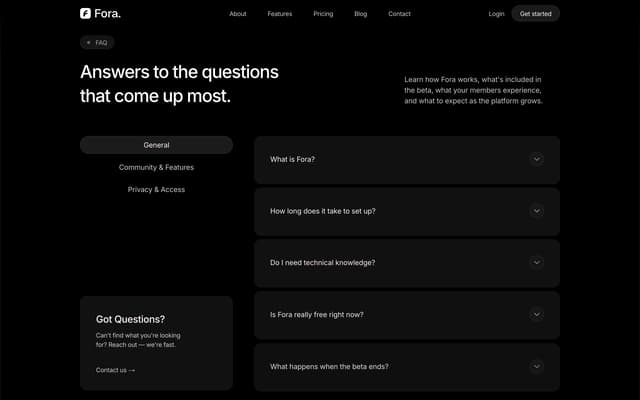 FAQ Section on fora.so