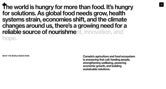 Typographic Statement with Fade Effect on letsgrowcanada.ca