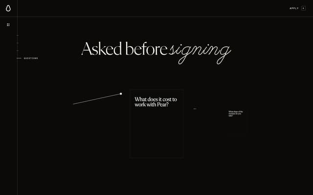 Serif + Script FAQ Cards on pear.no