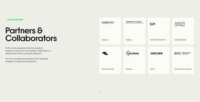 Split logo grid with architectural grid lines on curaclimate.com