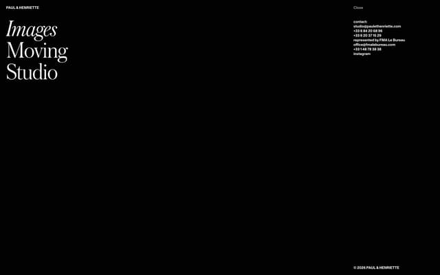 Portfolio Menu Overlay on paulethenriette.aristidebenoist.com