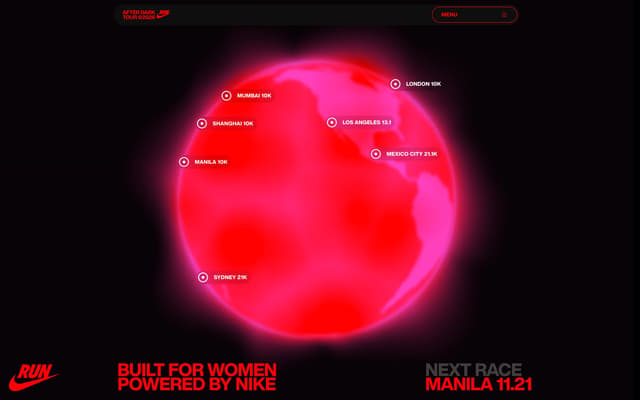 Countdown Footer with Globe Glow on afterdarktour.nike.com