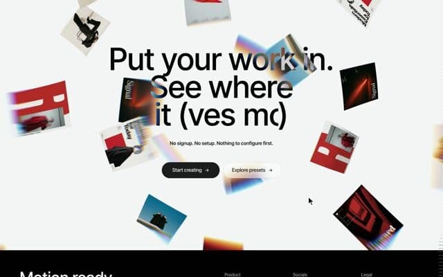 Overscroll footer that lifts off the app's editor and opens it full screen on premotio.com