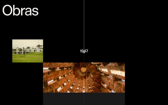 Obras timeline with staggered photos on eladiodieste.com