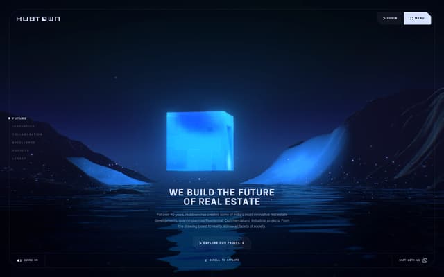 3D WebGL Hero Experience on hubtown.co.in
