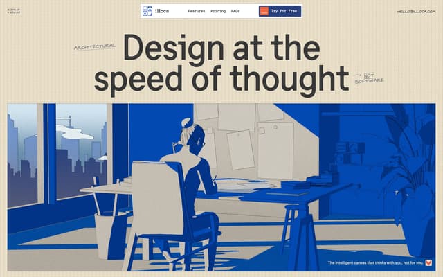 Blueprint hero with solid/outlined type on illoca.unseen.co