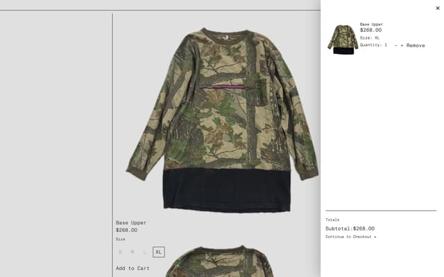 Product + Cart Layering on surroundings.site