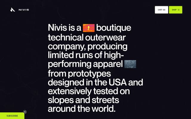 Inline-Media Typography Section on nivisgear.com