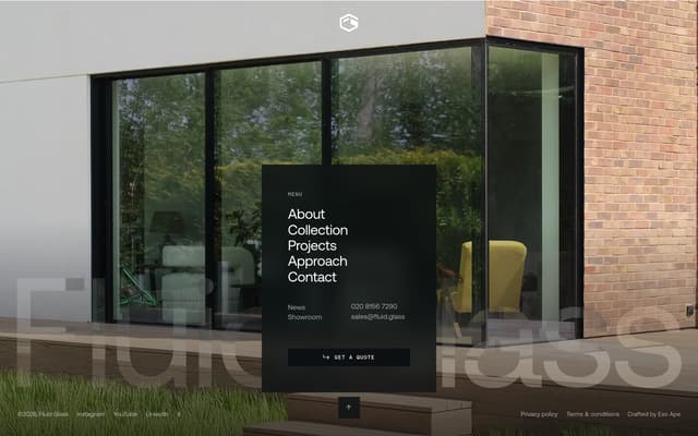 Full-Screen Nav Footer with CTA on fluid.glass
