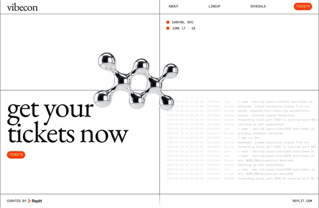 Tickets — chrome CTA on vibecon.ai