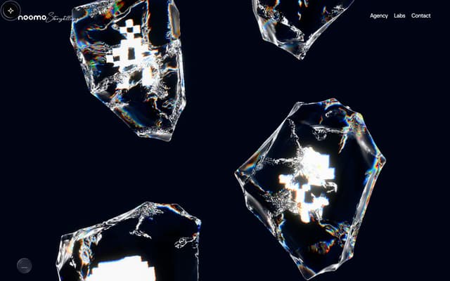 Floating Glass Shards with Chromatic Aberration on storytelling.noomoagency.com