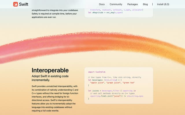 Gradient Swoosh Transition on swift.org