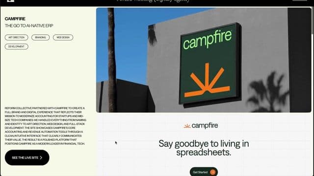 Case study with image-to-UI scroll transition on reformcollective.com
