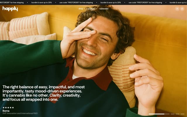 Full-bleed testimonial overlay on gethapply.com