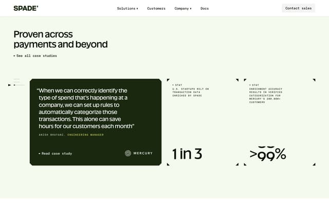 Asymmetric testimonial grid on sage on spade.com