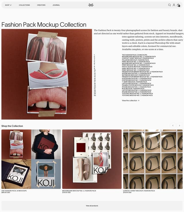 Editorial Collection Grid — Fashion Pack on studiostandard.com