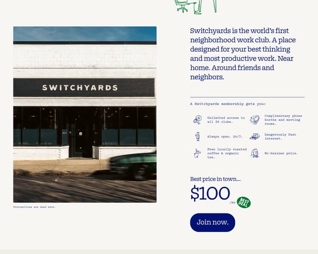 Value Proposition with Icon Grid on switchyards.com