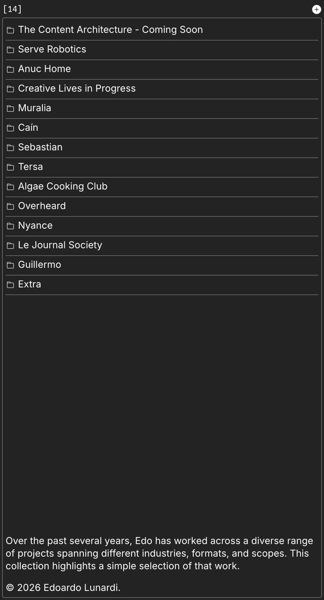 Works Directory Sidebar on edoardolunardi.dev
