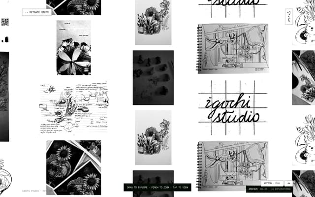 Drag-to-Explore Archive Grid on igochi.studio