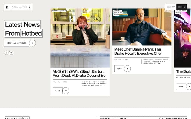 Staggered News Card Carousel on thedrake.ca