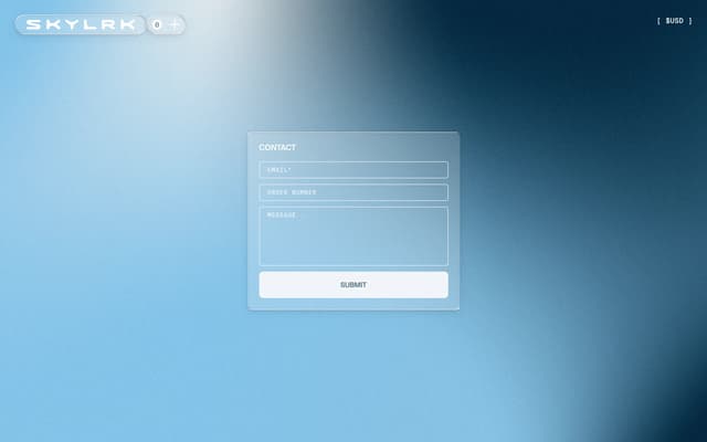 Glassmorphic Contact Card on Grainy Gradient on skylrk.com