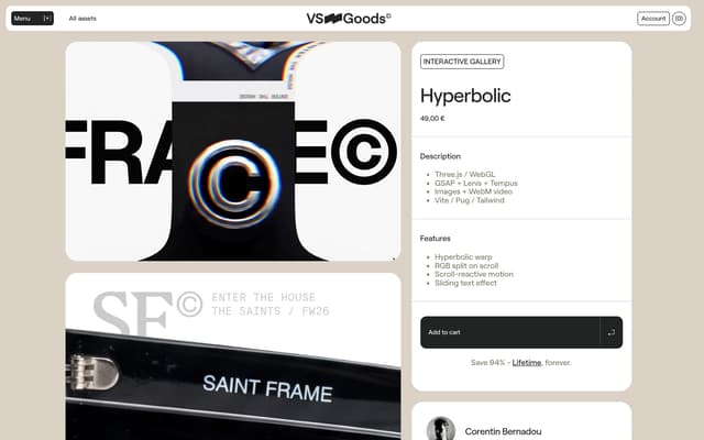 Product Detail Page on vs-goods.store