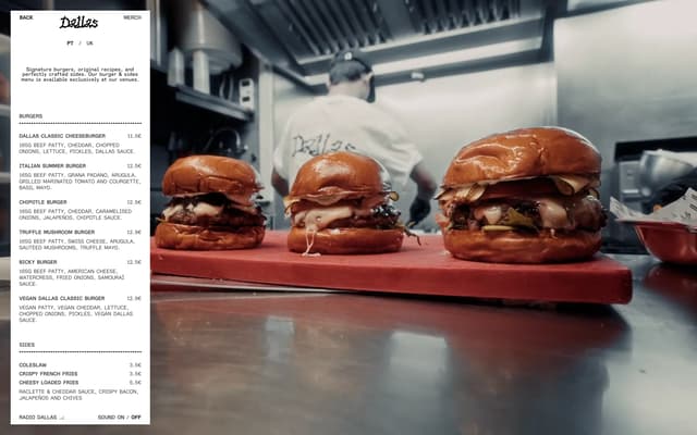 Menu Overlay with Category Dividers on dallasburger.com