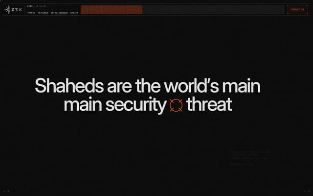 Bold typographic threat statement on zrk.technology
