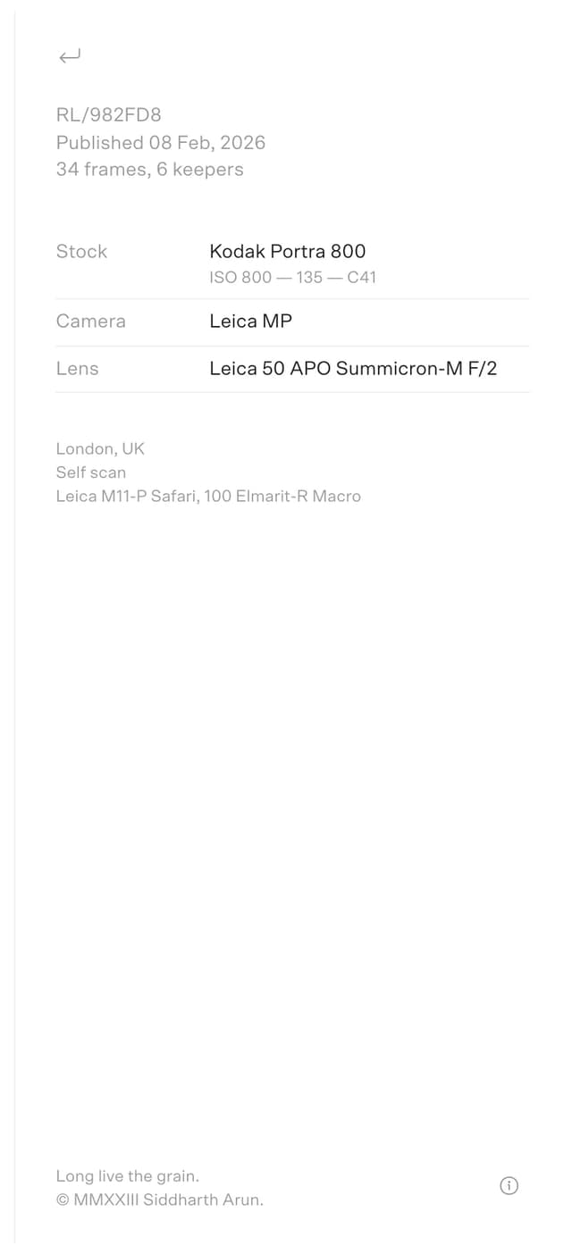Film roll metadata sidebar on lltg.co