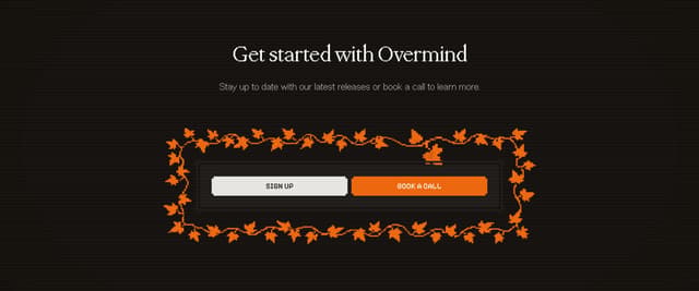 Pixel Art Vine Border CTA on overmindlab.ai