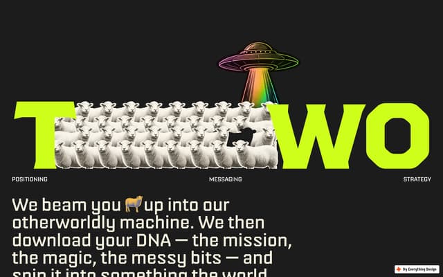 UFO Abduction with "TWO" Typography on unisheep.com