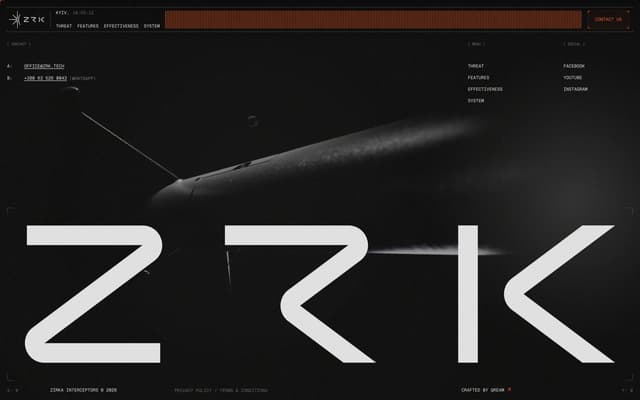 HUD-style footer with ZRK logo on zrk.technology