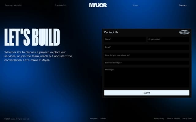 Cinematic Contact Form with Radial Gradient on thiswasmajor.com