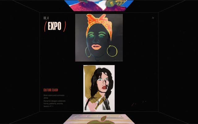 3D Gallery Expo Section on warhol-arts.webflow.io