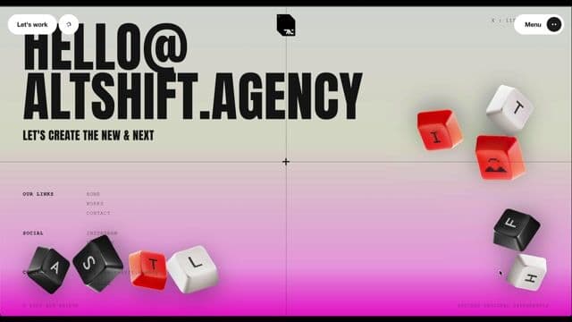 Interactive 3D keycap footer with physics on altshift.agency